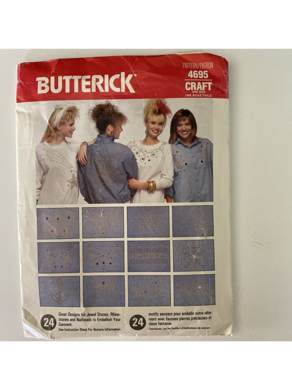 Butterick 5208 One Size Rhinestone Stud Patterns Uncut Office 24 Designs 1984